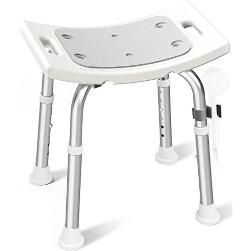 HOMLAND Shower Chair for Inside Shower, 400 lbs Adjustable Shower Stool with Suction Feet, Shower Seat for Inside Tub Bathroom Bench Bath Chair for Elderly and Disabled - Light Gray