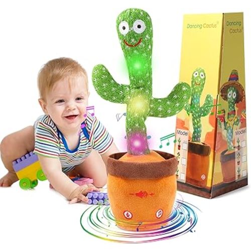 MIAODAM Dancing Talking Cactus Toy for Baby Toddler, Colorful Glowing Repeating What You Say, Singing Talking Mimicking Toy for Baby Dancing Cactus,Toys Gift for Kids Baby 1 Year Old