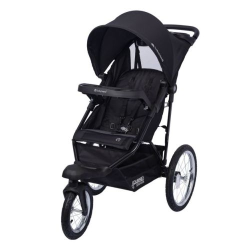 Baby Trend Journey Jogger Baby Stroller - Stellar Black: Rubber Tires, Adjustable Harness, 5-Point Harness, Storage Area