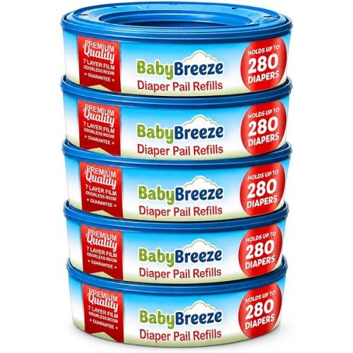 Diaper Pail Refill Bags for Diaper Genie, 5-Pack, 1400 Count