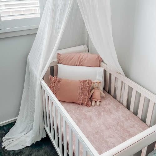 Jersey Cotton Cot Sheet | Pink Palm