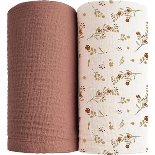 Konssy Muslin Swaddle Blankets, 100% Cotton Receiving Blankets, 47"x 47"