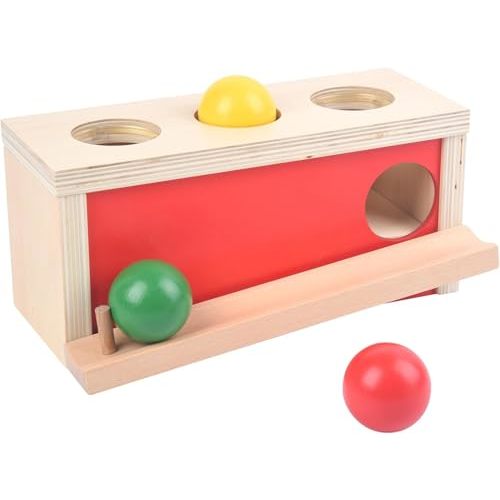 Smartwo Montessori Object Permanence Box for Baby 6 Months+,Wooden Ball Drop Toy, Early Learning Activity, Educational Cause and Effect Game, Developmental Gift for Boys Girls
