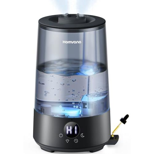 Homvana 3.6L Cool Mist Humidifiers for Bedroom, Large Room, Home, House, Office, Living Room, 34H Top Fill Easy to Clean Small Humidifier for Plants indoor, Grow Tents, Greenhouse, Filterless (Black)