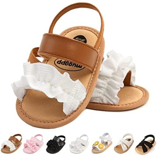 Ohwawadi Baby Boys Girls Sandals Soft Sole Summer Infant Wedding Dress Flat Shoes Beach Sandal Newborn Crib Shoes First Walkers