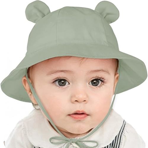 Zando Baby Sun Hat Newborn UPF 50+ Wide Brim Toddler Bucket Hat for Boys Girls Hats Adjustable Summer Beach Caps 0-4 Years