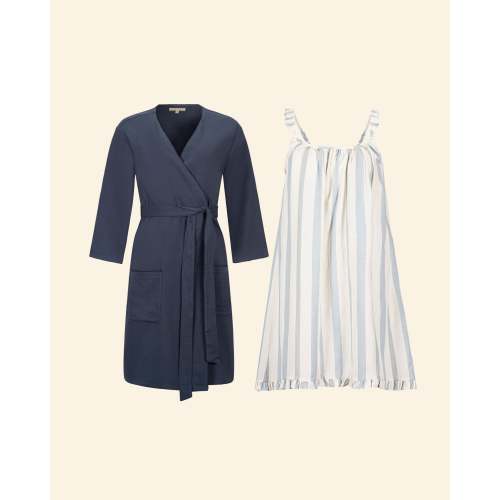 Cotton Sleep Set | Vintage Blue Stripe - Kindred Bravely