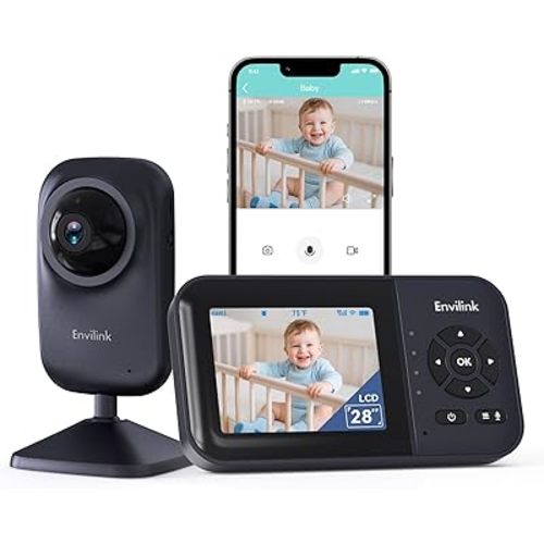Video Baby Monitor with App, 2.8" Screen 14h Battery, Sound Detection, Night Vision, Two Way Talk, Temperature Detection, 1200ft Range, Feeding Remind, Ideal for Baby/Elderly Indoor Use