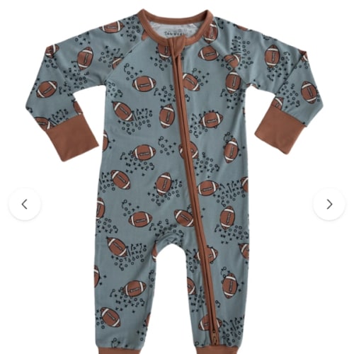 Green Football Zipper Romper – In My Jammers