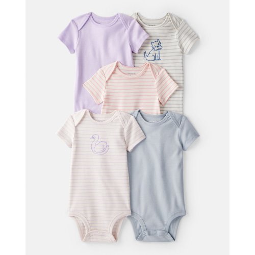 Baby Girl 5-Pack Swan Multipack Bodysuits - Purple/Blue - Carter's | Carter's
