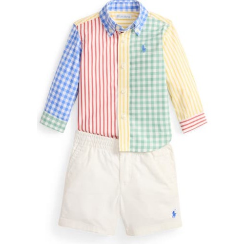 Cotton Poplin Button-Down Shirt & Shorts Set, 12M