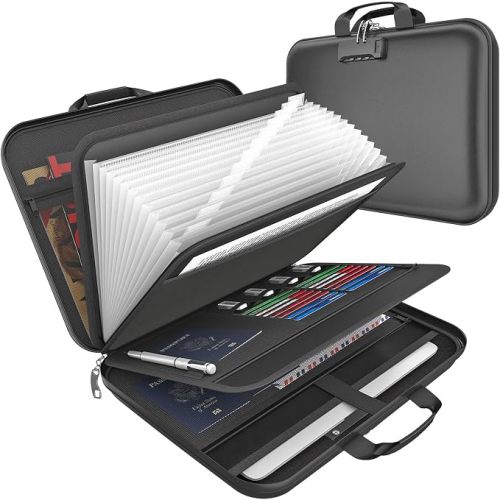onvvippiv Hard Case Fireproof Document Box with Lock Zipper