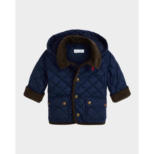 Boy's Matte Quilted Collared Jacket, Size 9M-24M