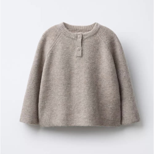 KNIT HENLEY JUMPER - Light beige | ZARA United States