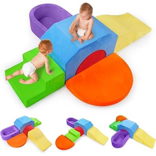 6-Piece Soft Foam Climbing Blocks for Toddlers & Babies – Indoor Baby Climbing Toys Set, Toddler Foam Play Gym with Non-Slip Base, Sensory Play Climber, Indoor Climb and Crawl Activity Play Set