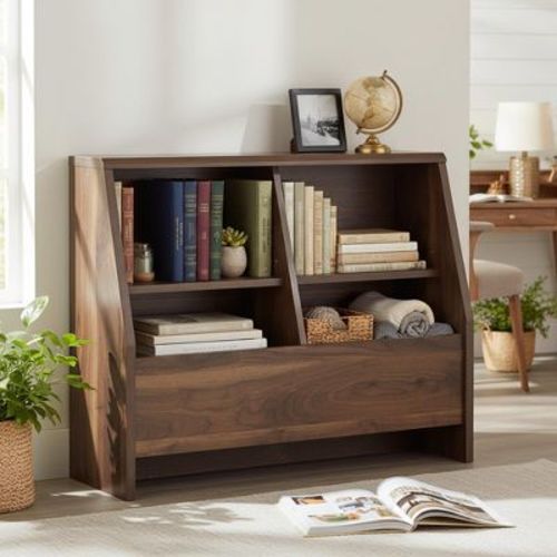 Homy Casa Low Bookcase with Divided Shelves for Living Room, Bedroom or Kids’ Study Area, Brown