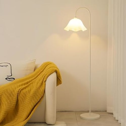 Sumkyle Flower Shape Floor Lamp for Living Room, Modern Tall Floor Light with Acrylic Lampshade, Standing Light for Office, Classroom, Children's Room, Study Room