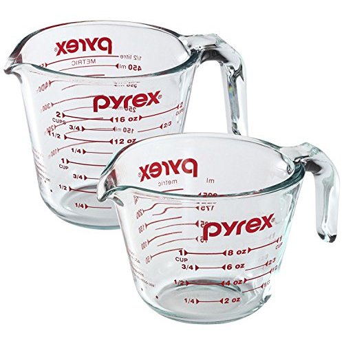 Pyrex Prepware 2-Piece Glass Measuring Set, 1 and 2-Cup, 2 Pack, Clear