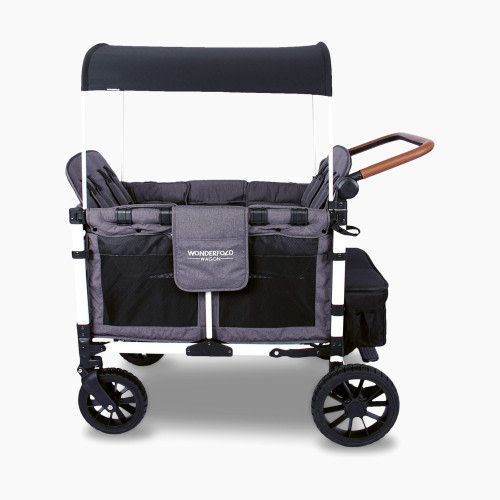 WonderFold Wagon W4 Luxe Quad Stroller Wagon (4 Seater) - Charcoal Gray/White Frame