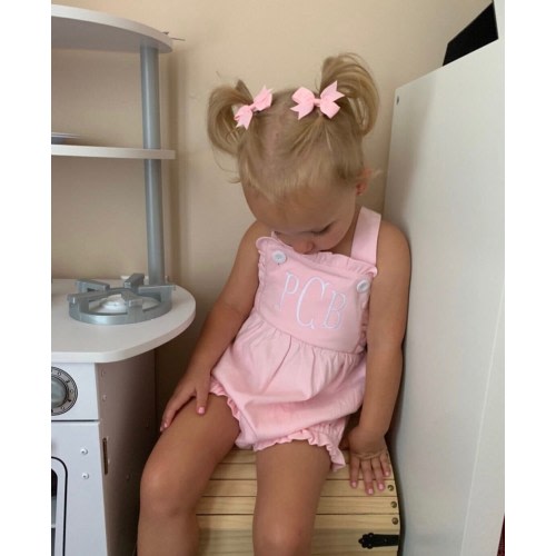 Monogrammed bubble, girls sunsuit, summer outfit, baby bubble, sk creations, ruffle bubble, monogram outfit, personalized romper, gift