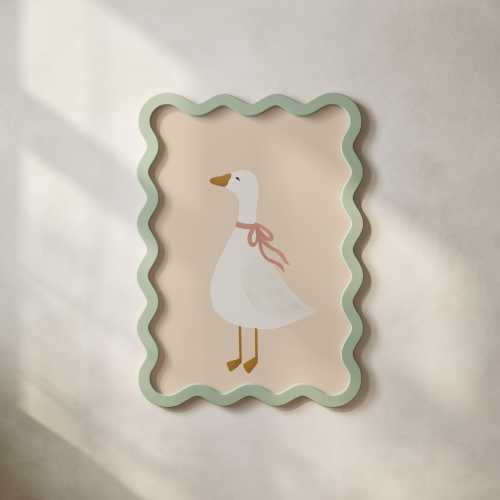 Little Girls Room Goose Art Toddler Girl Nursery Duck Wall Art Farm Nursery Art Cottagecore Nursery Pink Coquette Room Decor Silly Goose Art