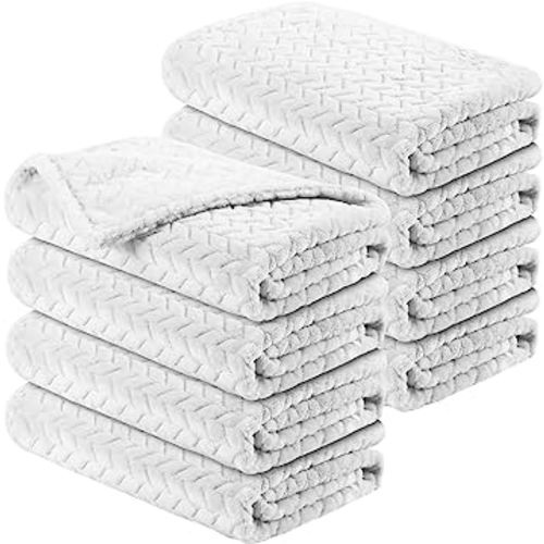 8 Pcs Baby Blanket Cozy Throw Blankets Fuzzy Baby Fleece Blankets Fluffy Warm Baby Crib Blanket for Unisex Newborn Infant Toddler Stroller Nursery Soft Receiving Swaddling Blankets, 24 x 32'' (White)