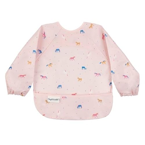 Tiny Twinkle Long Sleeve Bib for Babies & Toddlers | Waterproof Smock Bib for Eating | Machine Washable & Mess-Proof Feeding Essentials | Newborn Shower Gift (Unicorn Confetti, 6–24M)
