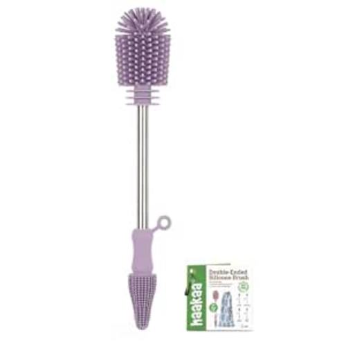 Haakaa Silicone Baby Bottle Brush, Double-Ended Cleaning Brush for Breast Pumps, Milk Collectors, Baby Bottles, Nipples and Breastmilk Storage Bags, Food-Grade Silicone, Lavender,1 Pack