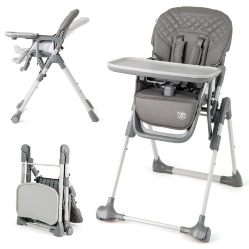 Infans Foldable High Chair for Babies and Toddlers with Footrest Detachable Tray