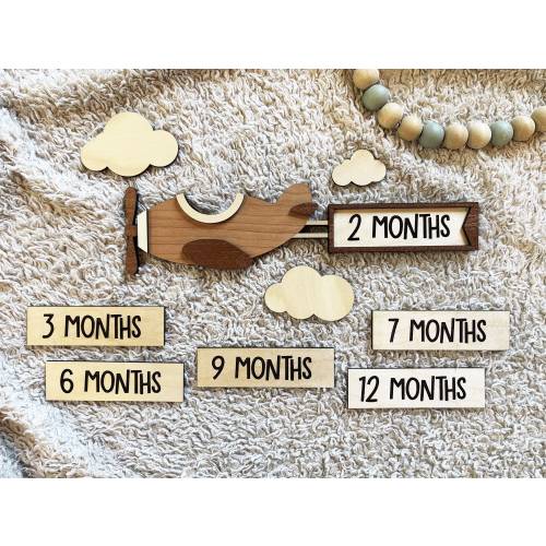 Airplane Baby Monthly Milestone Set | Baby Milestones | Airplane Room Decor | Baby Monthly Milestone Airplane Photo Prop | Baby Name Sign