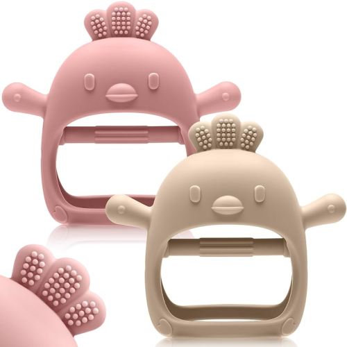 2 Pack Baby Teething Toys for 0-6 6-12 Months, Never Drop Infant Teether Teething Mitten Toys for 0 3 6 9 12 Months, Newborn Soothing Teething Toy Gifts for 1 One Year Old Baby Boys Girls