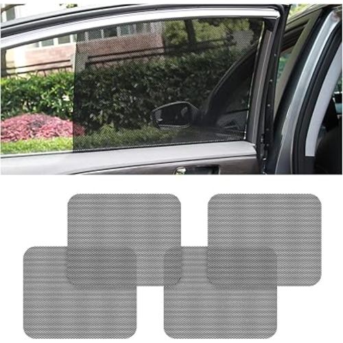Car Side Window Sunshade, 4 PCS Static Cling Films Stickers Sun Shade UV Rays Privacy Protector, Reuseable Washable Sun Shade for Most Cars, Vhicles, SUVs (16.5" * 14.9")