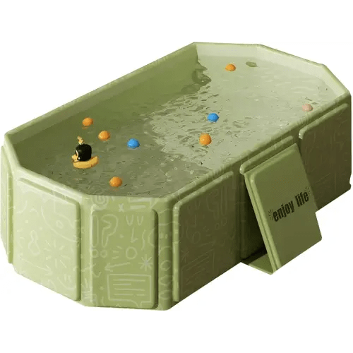 Baby Foldable Kids Bathtub for Infants to Toddler with Non-Slip Base,Easy Storage,Perfect for Small Spaces,Graffiti Green