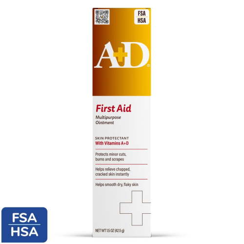 A+D First Aid Ointment, Dry Skin Moisturizer and Skin Protectant with Vitamin A&D, 1.5oz HSA/FSA Eligible