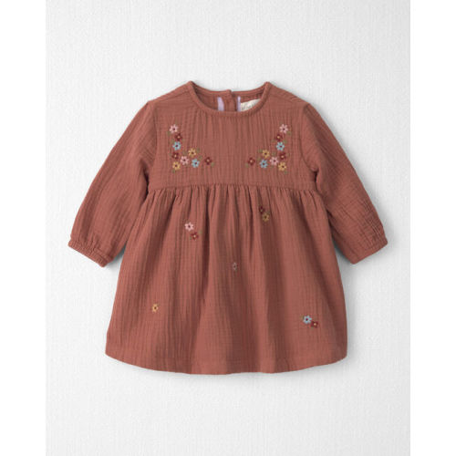 Baby Girl Organic Cotton Embroidered Gauze Dress - Little Planet | Carter's