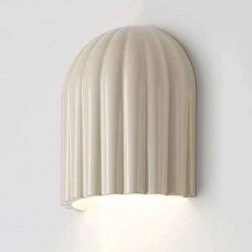Nordic Wall Sconce Cream Resin Wall Light Ribbed Sconces Wall Lamp G9 Wall Spot Lighting Fixture for Stairs Hallway Bedroom Bedside Decor Indoor Wall Wash Lights