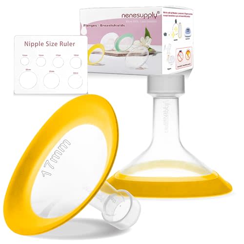 Nenesupply 17mm Oval Flanges Compatible with Medela Breast Pump Parts Replace 17mm Medela Flange Accessories. Work with Pump in Style Parts Symphony Parts Swing Maxi Harmony and Personalfit Flex