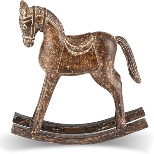 Novabright Resin Rocking Horse Ornament Vintage Rocking Horse Resin Figurine for Home Decor Bookshelf Decoration Baby Shower Fireplace Mantle Display