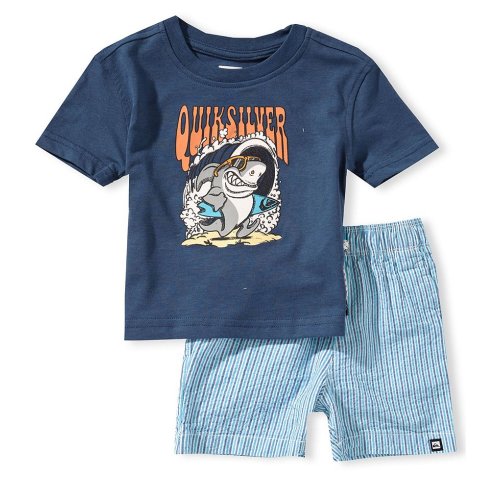 Quiksilver Baby Boys Short-Sleeve Bold Surf Graphic T-Shirt & Striped Shorts Set