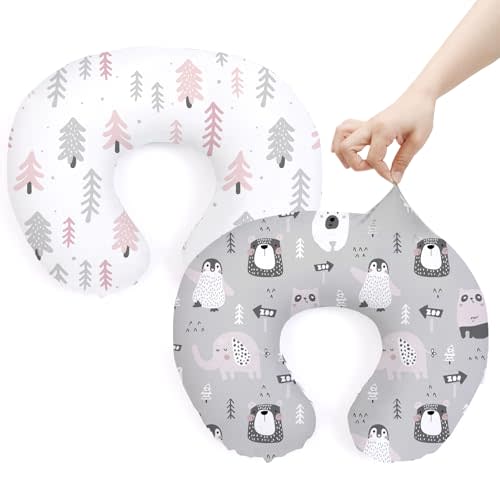 BROLEX Baby Nursing Pillow Covers: 2-Pack Soft Slipcovers for Breastfeeding Pillows - Comfortable Fabric, Fits Standard Nursing Pillows for Boys & Girls - Jungle Animal