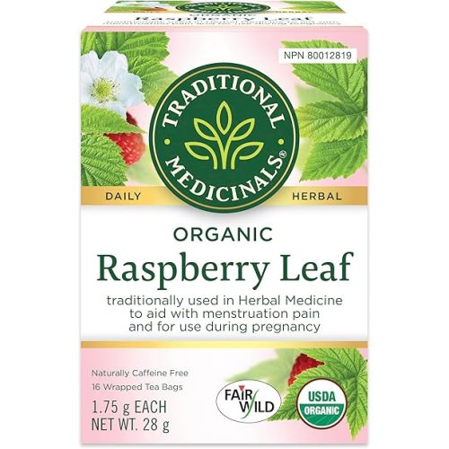 Traditional Medicinals - Organic Raspberry Leaf Herbal Women's Tea (Pack of 1) - Sustainably Sourced Fair Wild Red Raspberry Leaf - 16 Tea Bags Total