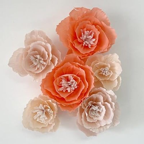 6pcs 8in 10in 12in Champagne Pack Crepe Paper Flowers Paper Flower Decorations Wall Backdrop Flowers Handcrafted Flowers Party Wedding flowers For Baby Showers Birthday Photo Backdrop Bridal Shower