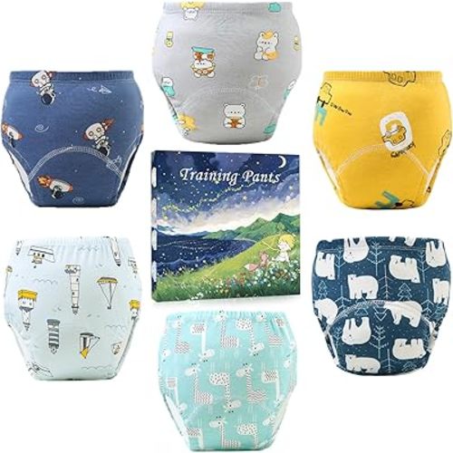 Upairy Potty Training Pants Cotton Absorbent Training Underwear for Toddler Boy and Girls 2T-5T,Soft Absorbent & Leak-Proof with Characters(6PCS,M)