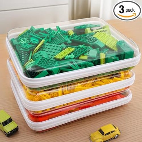 CoiiJoii 3PCS Large Clear Hard Shell Zippered Case, Diaper Bag Organizing Pouches, Waterproof Cosmetic Bag, Storage Organizer Bins.