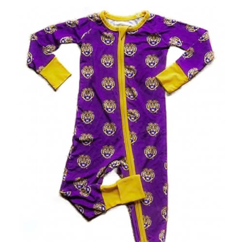 LSU Tigers PURPLE Baby Double Zipper Romper Pajamas - 14980013