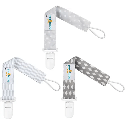 babygoal Baby Neutral Pacifier Clips, 3 Pack Binky Paci Holder and Leash Fits for Most Pacifier and Binkies PS06