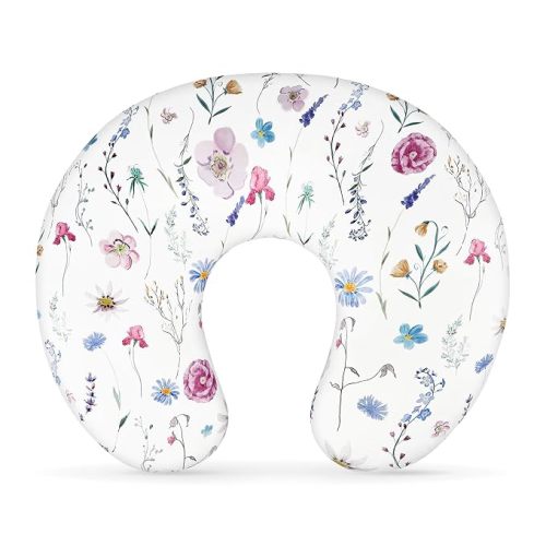 Nursing Pillow Cover Breastfeeding Pillow Slipcover for Moms Soft Breathable Organic Knit Fabric Newborn Infant Feeding Pillow Covers for Baby Girl Boy, Stylish Floral