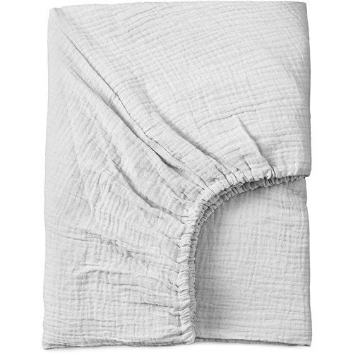 Meracorallo Muslin Fitted Crib Sheet, Soft and Breathable Solid Color Neutral Grey Baby Crib Sheet for Standard Crib and Toddler Mattresses