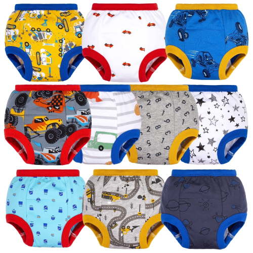BIG ELEPHANT Baby Boys' 10 Pack Toddler Potty Training Pants 100% Cotton Underpants, 2T