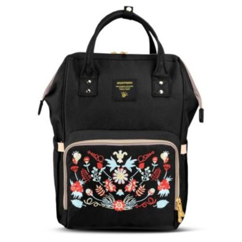 Embroidered Backpack Diaper Bag Large Travel Backpack
